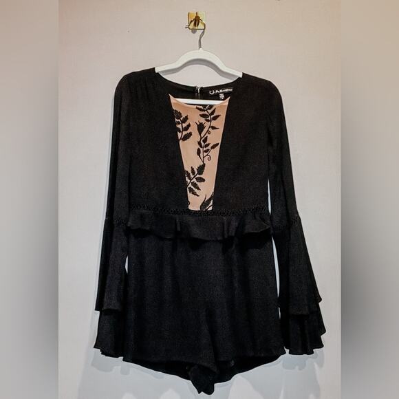 For Love and Lemons Black Emelia Romper Size Medium EUC - Picture 3 of 3